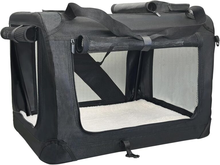 Fhiny Large Cat Carrier for 2 Cats, 24"x17"x17" Soft Dog Crate Collapsible Portable Travel Pet Carrier Bag Durable Breathable Foldable Kitten Carrier Bag for Cats Puppy Under 45 Lbs Black