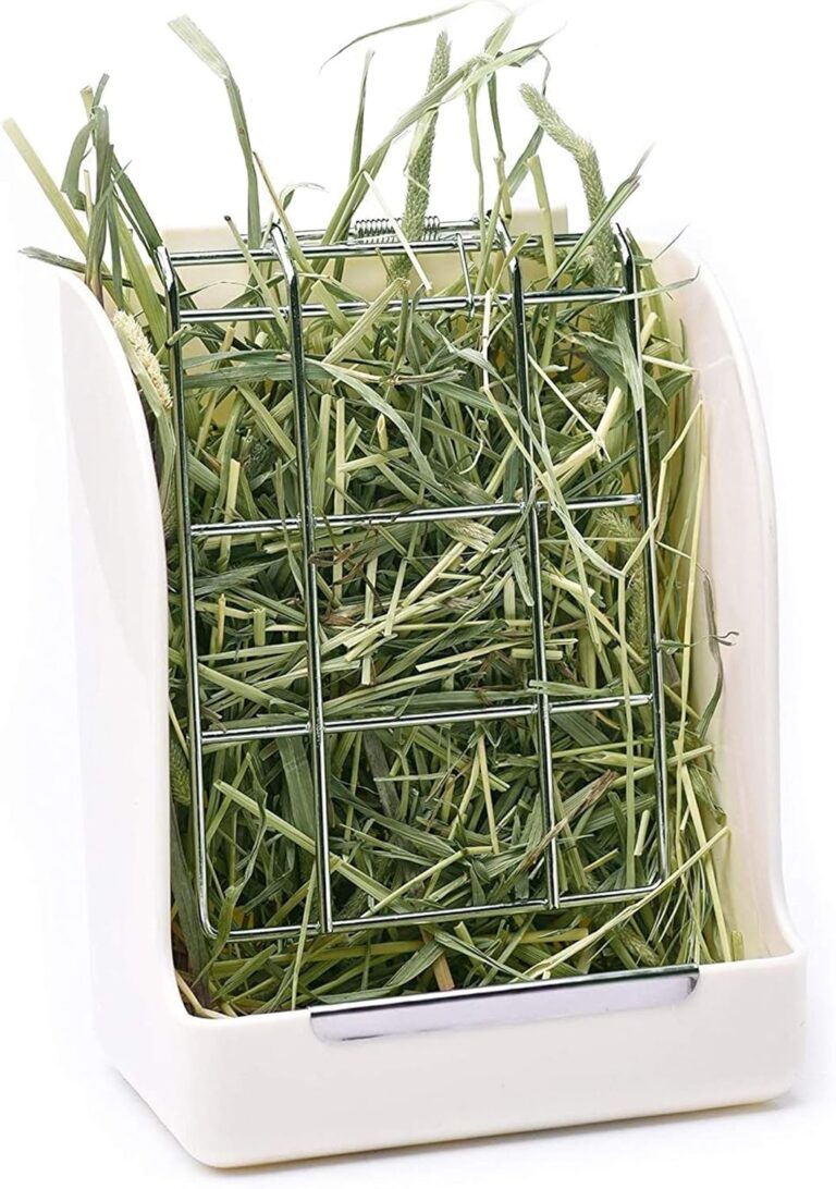 CalPalmy Hay Feeder for Rabbits, Guinea Pigs, and Chinchillas - Minimize Waste and Mess with 5.5" x 3.5" x 7.4" Hanging Alfalfa and Timothy Hay Dispenser