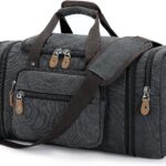Gonex Canvas Duffle Bag for Travel 60L Expandable Duffel Weekend Overnight Bag men (Dark Gray)