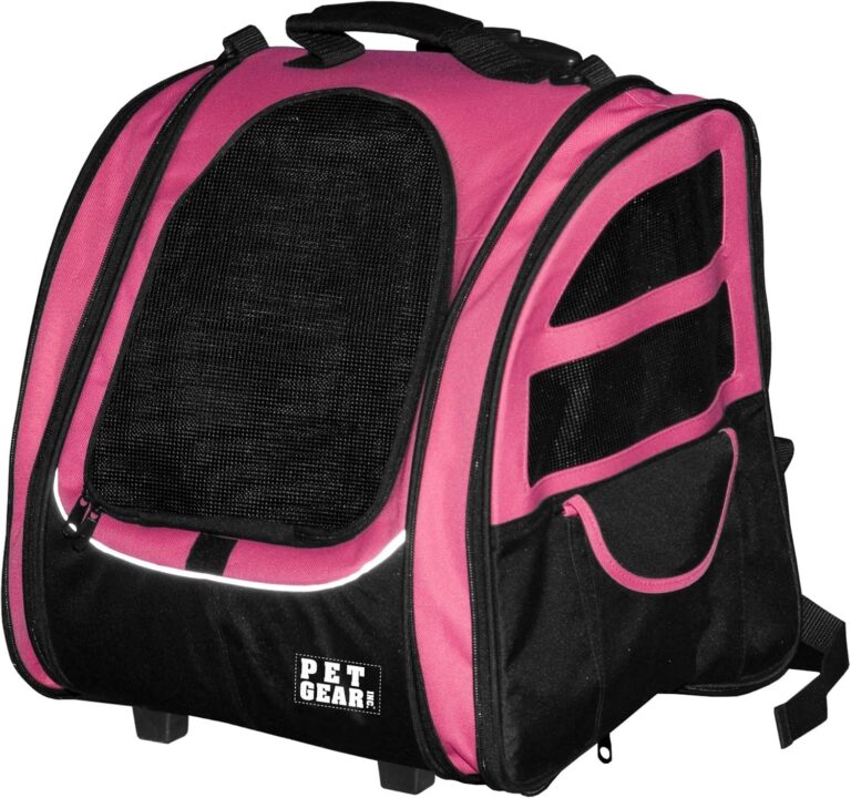 Pet Gear I-GO2 Roller Backpack, Travel Carrier, Car Seat for Cats/Dogs, Mesh Ventilation, Included Tether, Telescoping Handle, Storage Pouch