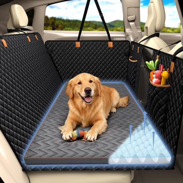 Lekereise Car Dog Mat Back Seat, Travel-Friendly Dog Car Bed with Egg-Crate Foam Cushion, Non-Slip Washable Pet Bed, Fits Cars SUVs Trucks (Grey, 55.1 x 26.8 inch)