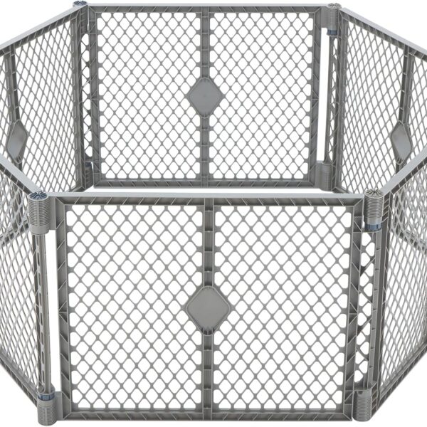 MyPet Petyard: 5.5 Ft. Wide Customizable Folding Dog Playpen Indoor/Outdoor. Made in USA. 6-Panel Puppy Playpen. Freestanding Play Pen Dog Gate 26" Tall, Fieldstone