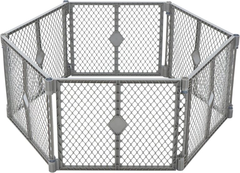 MyPet Petyard: 5.5 Ft. Wide Customizable Folding Dog Playpen Indoor/Outdoor. Made in USA. 6-Panel Puppy Playpen. Freestanding Play Pen Dog Gate 26" Tall, Fieldstone