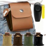 Antorpor Dog Treat Pouch with Training Clicker & Whistle - Stylish & Portable Large-Capacity Foldable Pet Training Pouch with Wlastic Belt for Outdoor Use/Pet Training (Brown)