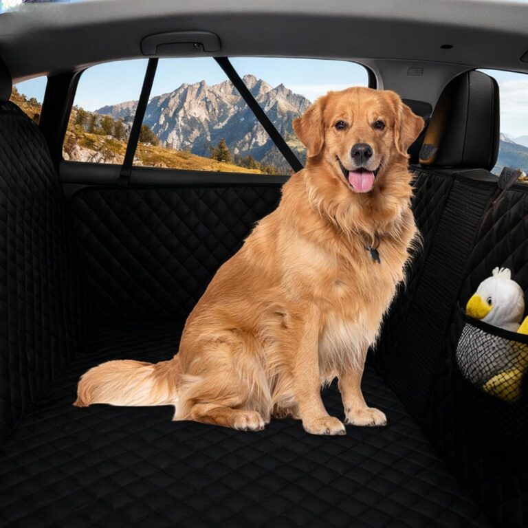 PAWLITE Rear Dog Seat for Large Dogs  400lbs Capacity, Waterproof & Anti-Scratch Dog Car Seat Cover with Seatbelt Strap, Travel Bag Included  Universal Fit for SUV, Trucks  All Black