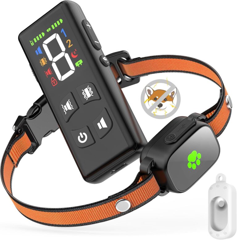 No Shock No Prongs Dog Training Collar, 100% Safe & Humane for Small Medium Dogs, Sound & 2X Strong Vibration(1-9) & Combo Mode (1-9), 2600Ft Remote Range E-Collar with Smart Power Mode (Orange)
