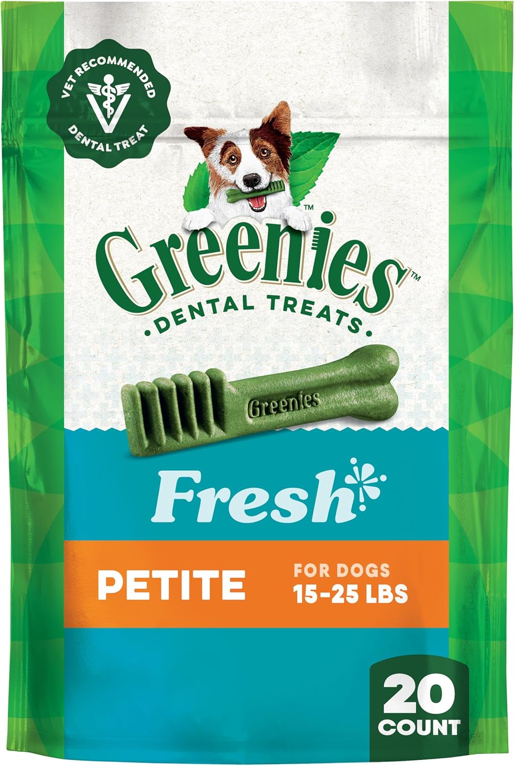Greenies Veterinarian-Recommended Natural Dental Dog Treats Petite Size, Fresh Flavor, 12 oz. Pack, 20 Count Greenies Veterinarian-Recommended Natural Dental Dog Treats Petite Size, Fresh Flavor, 12 oz. Pack, 20 Count