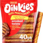Hartz Oinkies Smoked Twists with Naturally Smoked Pork Rawhide-Free Dog Treats, Highly Digestible Long Lasting Dog Chews, 40 Count
