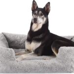 Best Friends by Sheri Lux Lounge Bed Calming Faux Fur Dog Bed, Gray, Large, 36" x 27"