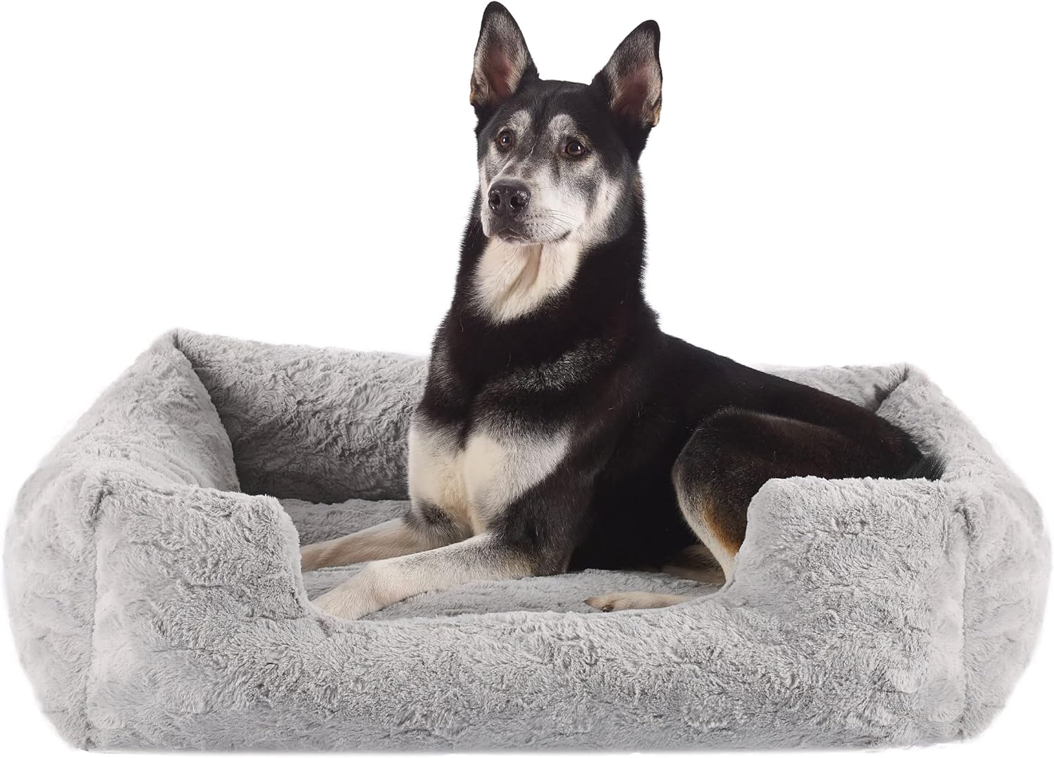 Best Friends by Sheri Lux Lounge Bed Calming Faux Fur Dog Bed, Gray, Large, 36" x 27" Best Friends by Sheri Lux Lounge Bed Calming Faux Fur Dog Bed, Gray, Large, 36" x 27"