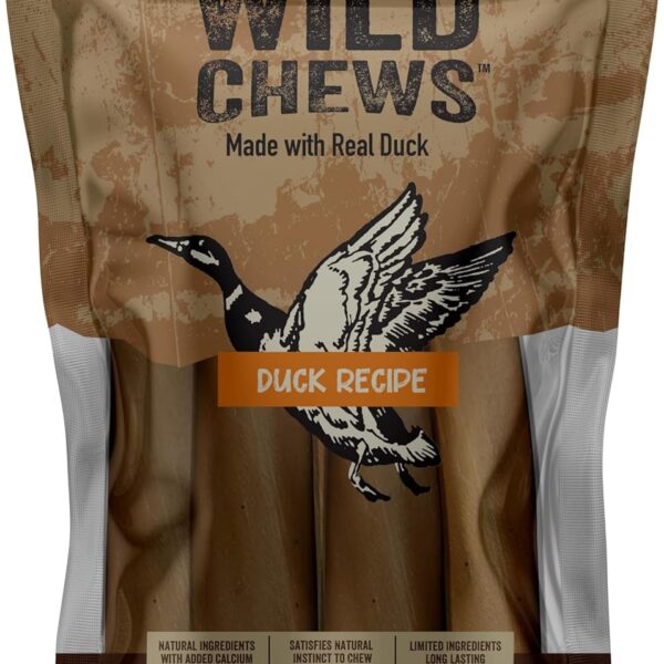 | Wild Chews | Duck Recipe, Made with Real Duck, Limited Ingredient, Long Lasting Chews for Large Dogs | 6 Count