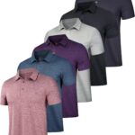 OYGSieg 6 Pack Mens Polo Shirts Performance Short Sleeve Golf Shirt Moisture Wicking Athletic Casual Collared T-Shirt