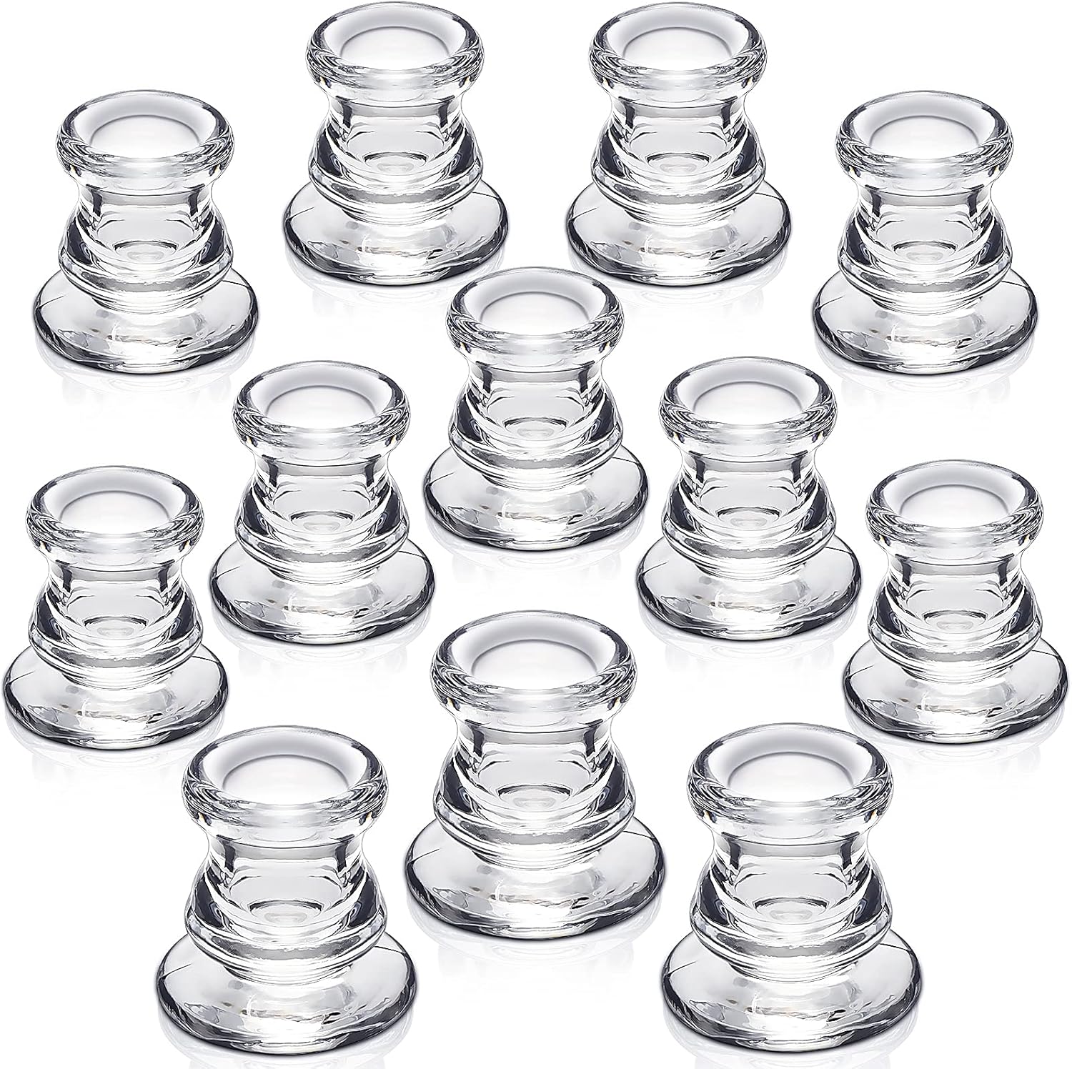 Candlestick Holders Bulk - 12PCS Taper Candle Holders for Table Centerpiece - Thick Glass Candle Holders for Wedding, Party and Festival Decoration Candlestick Holders Bulk - 12PCS Taper Candle Holders for Table Centerpiece - Thick Glass Candle Holders for Wedding, Party and Festival Decoration