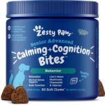 Zesty Paws Senior Advanced Calming & Cognition Soft Chews for Dogs - Supplements for Dog Brain Health & Nervous System Support + Calming & Relaxation -with Ashwagandha, DHA & Melatonin