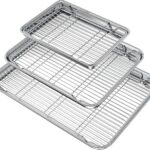 Wildone Baking Sheet with Rack Set (3 Pans + 3 Racks), Stainless Steel Baking Pan Cookie Sheet with Cooling Rack, Non Toxic & Heavy Duty & Easy Clean