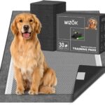 MIZOK Dog Pee Pads 2830in Extra Large Charcoal, Puppy Pads with Adhesive Tabs, Ultra Odor-Control Absorbent Wee Wee Pads for Dogs Heavy Duty Leak-Proof Black, Disposable (30 Counts)