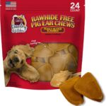 Country Kitchen Rawhide Free Pig Ear Chews Dog Treats, Peanut Butter Flavor, 24 Count
