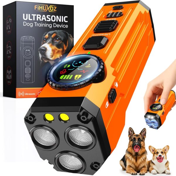 Dog Bark Deterrent Devices,Upgraded Smart Display Anti Barking Device for Dogs, 3X Bark Shield with Screen & Flashlight, Rechargeable Dog Barking Silencer for Indoor & Outdoor Use