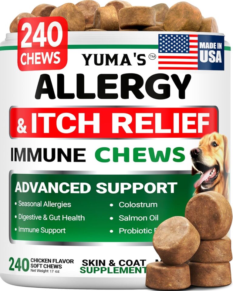 Dog Allergy Relief Chews - 240 Immune Treats - Dog Itching Skin Relief Treatment Pills - Anti-Itch - Itchy and Paw Licking - Omega 3 Fish Oil for Dogs Allergies - Dry Skin & Coat Supplement Vitamins