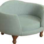 Homepop Home Decor | Upholstered Curved Pet Bed | Luxury Cat & Dog Beds & Furniture | Round Pet Bed created with Stain Resistant Fabric, Light Green