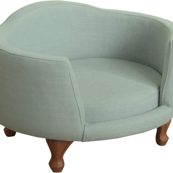 Homepop Home Decor | Upholstered Curved Pet Bed | Luxury Cat & Dog Beds & Furniture | Round Pet Bed created with Stain Resistant Fabric, Light Green