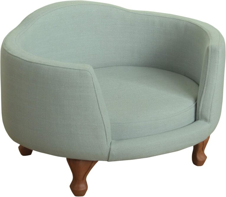 Homepop Home Decor | Upholstered Curved Pet Bed | Luxury Cat & Dog Beds & Furniture | Round Pet Bed created with Stain Resistant Fabric, Light Green