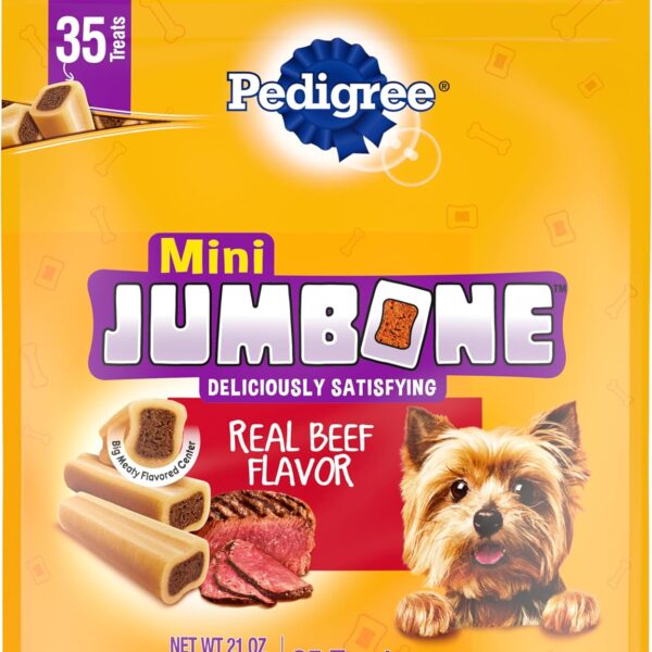 Pedigree Mini Jumbone Small Dog Treats, Beef Flavor, 35 Treats (Pack of 1)