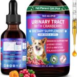 Cat & Dog Natural Urinary Tract Infection Treatment with Cranberry, Kidney, and Bladder Support Supplement, Support for Urinary Comfort & Bladder Flow  Pet Renal Care Support Drops