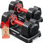 Adjustable Dumbbells Set of 2, 1 Hand Adjustable Weights Dumbbells Set, 5 in 1/10 in 1 Free Dumbbell with Anti-Slip Texture Handle, 25/55/80lb Pair Weight Set For Home Gym Suit both Men and Women