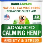 BARK&SPARK Advanced Calming Chews for Dogs - Hemp Chew + Melatonin - Anxiety Relief - Sleep Aid - Relaxing Treats - Stress Relief During Fireworks, Storms, Thunder, Barking - Made in USA - BBQ - 60Ct
