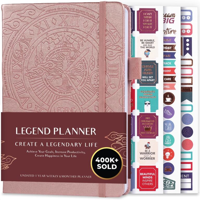 Legend Planner  Weekly & Monthly Life Planner to Hit Your Goals & Live Happier. Organizer Notebook & Productivity Journal. A5 (Rose Gold)