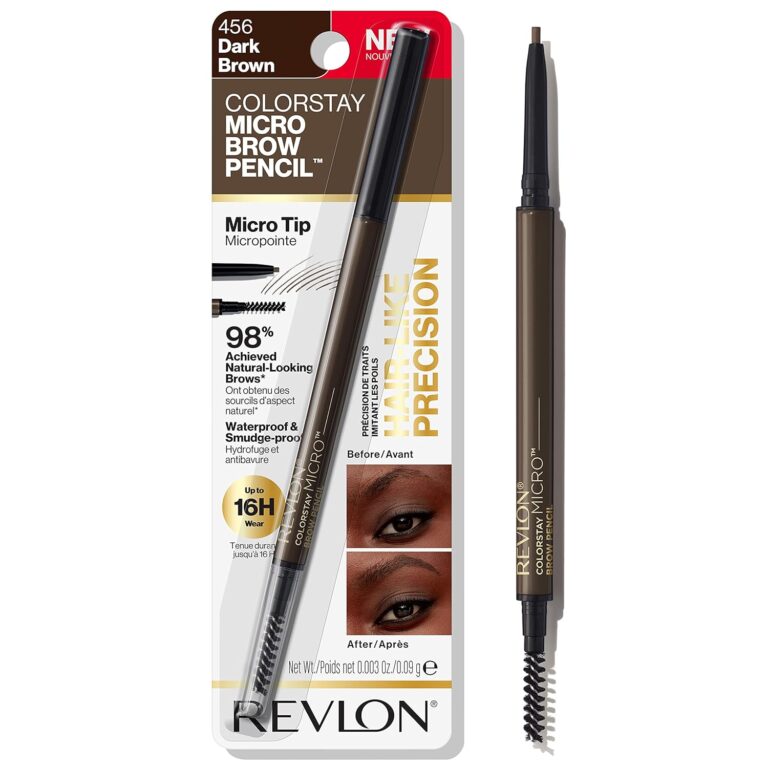 Revlon ColorStay Micro Eyebrow Pencil with Built In Spoolie Brush, Infused with Argan and Marula Oil, Waterproof, Smudgeproof, 456 Dark Brown, 0.003 oz