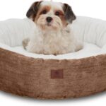 American Kennel Club 23" Mason Fabric Round Pet Bed - Stylish Washable Dog Bed with Non-Slip Bottom, Plush Sleeping Surface - for Cats, Small Breeds