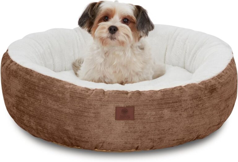 American Kennel Club 23" Mason Fabric Round Pet Bed - Stylish Washable Dog Bed with Non-Slip Bottom, Plush Sleeping Surface - for Cats, Small Breeds