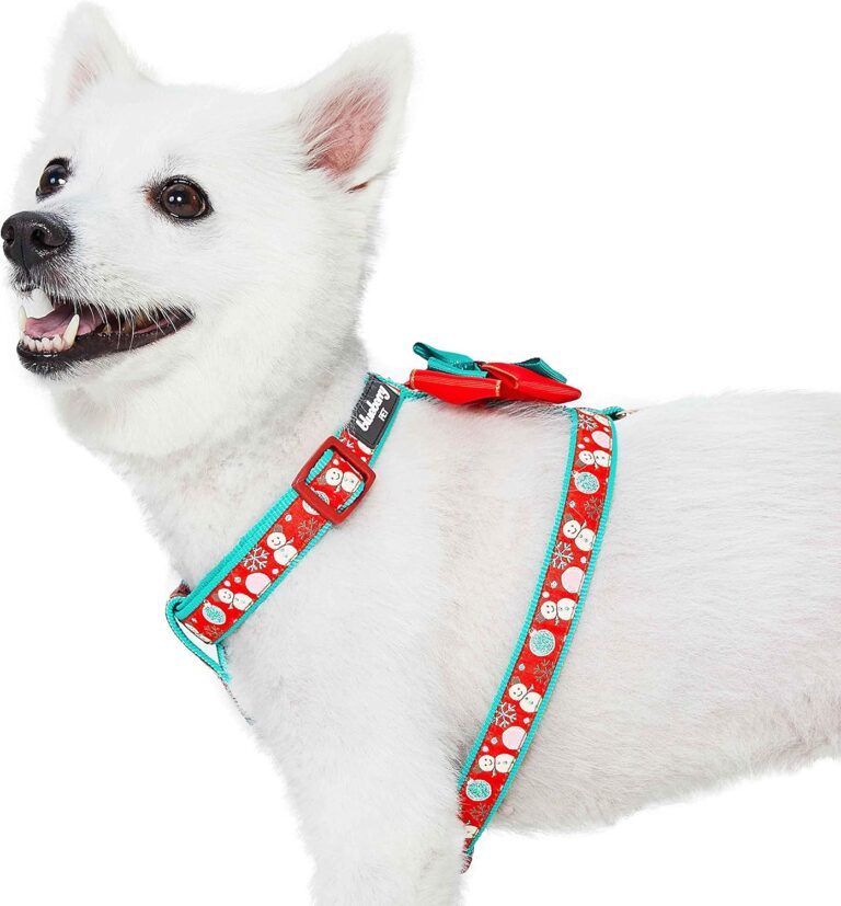 Blueberry Pet Snowman Making Christmas Designer No Pull Dog Harness with Bowtie, Medium, Adjustable Harnesses for Dogs