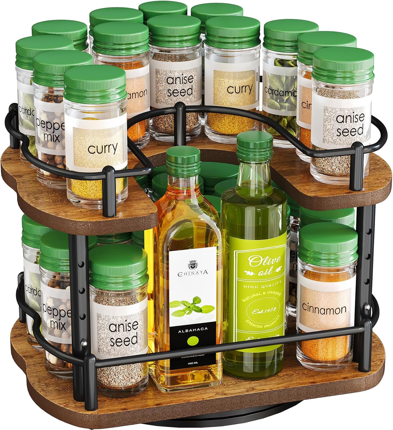 Spice Rack Organization for Cabinet - Height Adjustable Rotating Lazy Susan Organizer, Spice Organizer Fits Cabinets Wide 11 inches, Clearance Height 10.5 inches Spice Rack Organization for Cabinet - Height Adjustable Rotating Lazy Susan Organizer, Spice Organizer Fits Cabinets Wide 11 inches, Clearance Height 10.5 inches