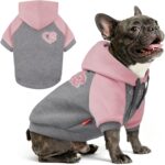 KYEESE Dog Hoodie Stretchy Warm Pet Clothes Pet Sweatshirt with Drawstring Comfort Cat Sweater Soft Dog Clothes for Small Dogs Cat Coat with Leash Hole Dogs Winter Coat for Cold Weather