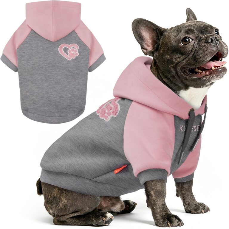 KYEESE Dog Hoodie Stretchy Warm Pet Clothes Pet Sweatshirt with Drawstring Comfort Cat Sweater Soft Dog Clothes for Small Dogs Cat Coat with Leash Hole Dogs Winter Coat for Cold Weather