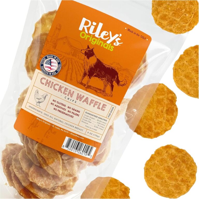Riley's Waffles Chicken Chips for Dogs - USA Sourced 100% Chicken Breast - Dehydrated and Lean Jerky Treats - Single Ingredient Dog Treat - 16oz