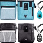 STMK Dog Treat Pouch Dog Clicker Training Kit, Dog Training Treat Pouch Dog Clicker for Training, 3 Ways to Wear Easily Carries Treat Pouches for Pet Training (Black and Light Blue)