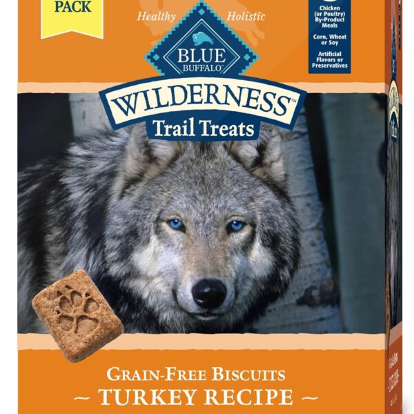 Blue Buffalo Wilderness Trail Treats High Protein Grain Free Dog Biscuits Crunchy Dog Treats, Turkey Recipe, 24-oz Bag