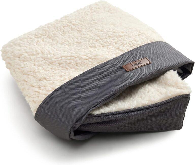 LE SURE XL Washable Dog Bed Cover Replacement Plush Fleece Cover for Orthopedic Egg Crate Foam Pet Mat 44x32x3 Inches, Grey