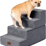 EHEYCIGA Dog Stairs for Bed 18" H, 4-Step Dog Steps for High Bed, Pet Steps for Small Dogs and Cats, Non-Slip Balanced Pet Ramp Indoor, Grey