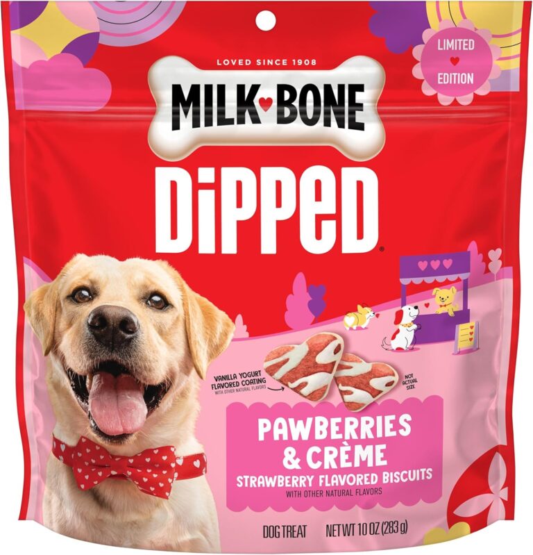 Milk-Bone Dipped Pawberries & Crme Strawberry Flavored Dog Biscuits, 10 Oz. Bag