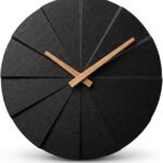 Driini Staircase Modern Wall Clock - Unique 10.5 in. Frameless Concrete Design - Contemporary, Minimalist Decor; No Numbers - Silent Battery Operated Clocks with Decorative Wooden Hands; Black