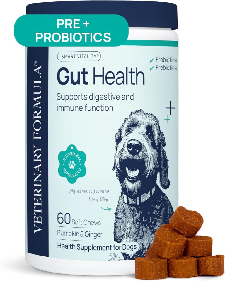 Veterinary Formula Gut Health Supplement for Dogs  Vet-Formulated Probiotic Chews with Digestive Enzymes & Fiber  Smart Vitality Supports Digestive Health, Gut Balance & Stool Quality, 60 Soft Chews