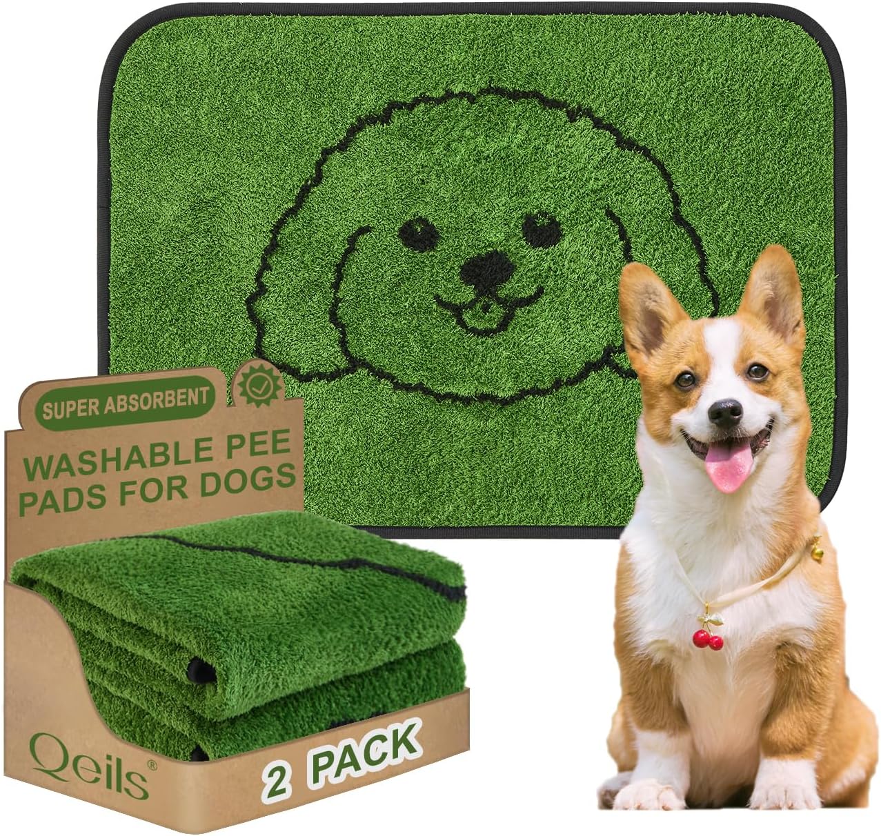 Qeils Reusable Puppy Pads, Washable Pee Pads for Dogs 2 Pack Durable Absorbent Leakproof Dog Training Pads for Home or Travel, Non-Slip Wee Wee Pads Potty Pads 18"x24" Qeils Reusable Puppy Pads, Washable Pee Pads for Dogs 2 Pack Durable Absorbent Leakproof Dog Training Pads for Home or Travel, Non-Slip Wee Wee Pads Potty Pads 18"x24"