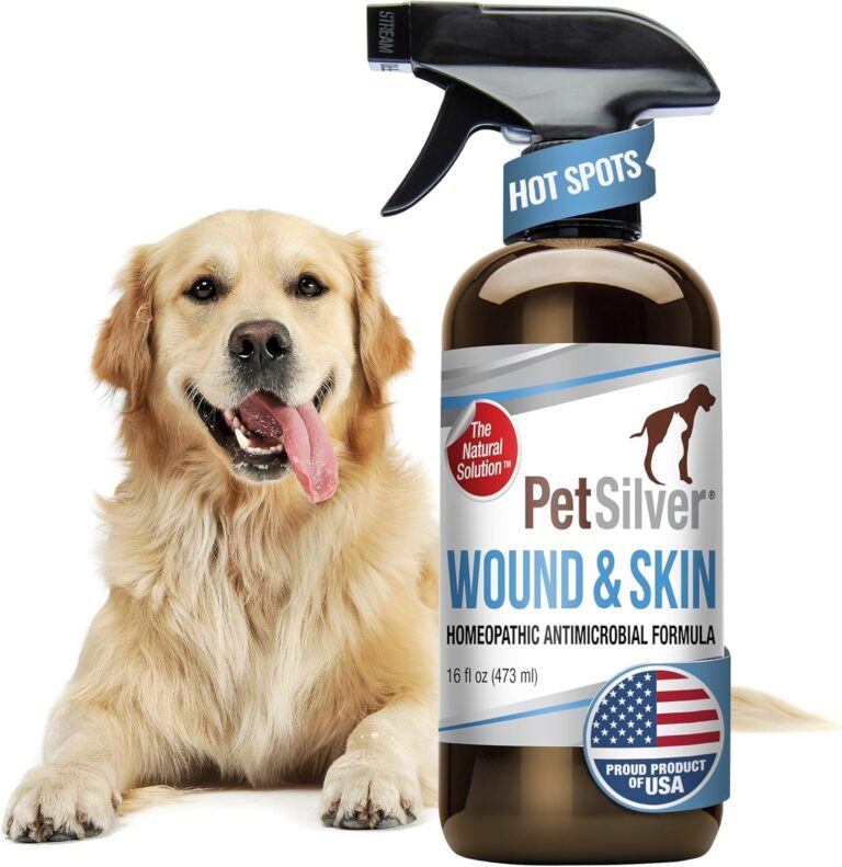 PetSilver Wound & Skin Spray - Dog Wound Spray, Hot Spot, Allergy Relief for Dogs, Itch Spray for Cats - Natural Skin Soother - Chelated Silver, Superior to Colloidal Silver - Made in USA - 16 fl oz