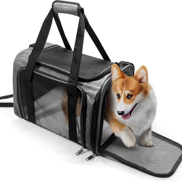 Pucewmy Dog Carrier for Pets, Up to 25 Lbs, Collapsible Travel Carriers for Puppy with Shoulder Strap and Removable Mat, 20x13x13 Inch, Grey