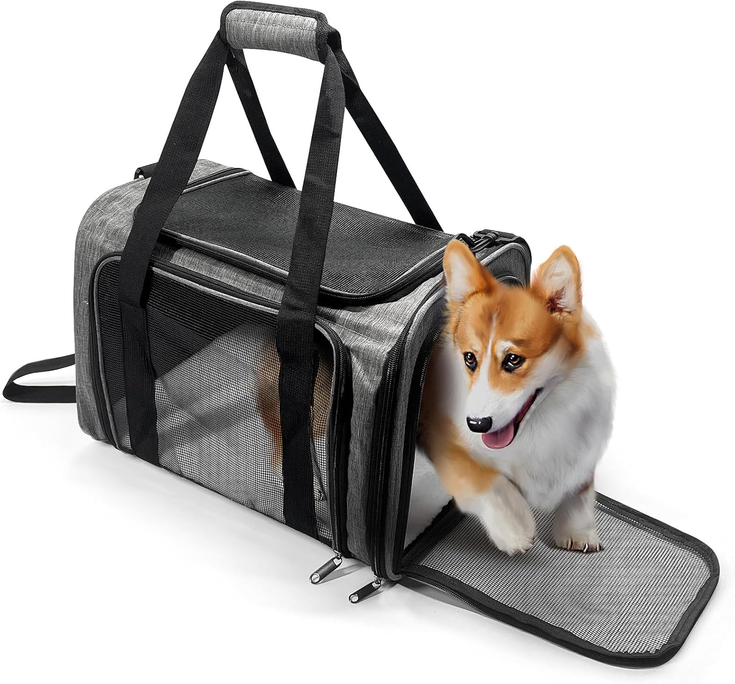Pucewmy Dog Carrier for Pets, Up to 25 Lbs, Collapsible Travel Carriers for Puppy with Shoulder Strap and Removable Mat, 20x13x13 Inch, Grey Pucewmy Dog Carrier for Pets, Up to 25 Lbs, Collapsible Travel Carriers for Puppy with Shoulder Strap and Removable Mat, 20x13x13 Inch, Grey